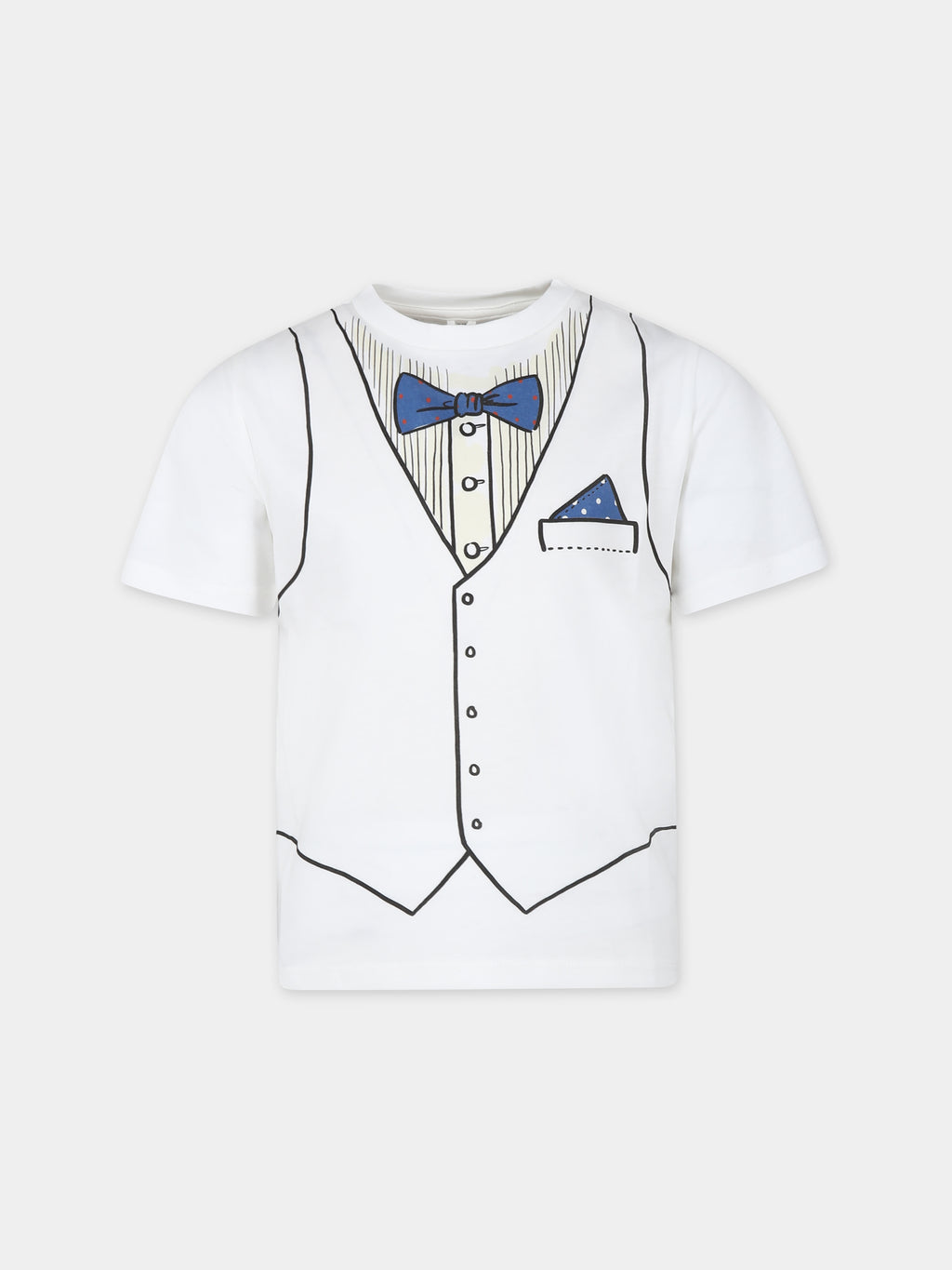 Ivory t-shirt for boy with bow tie print